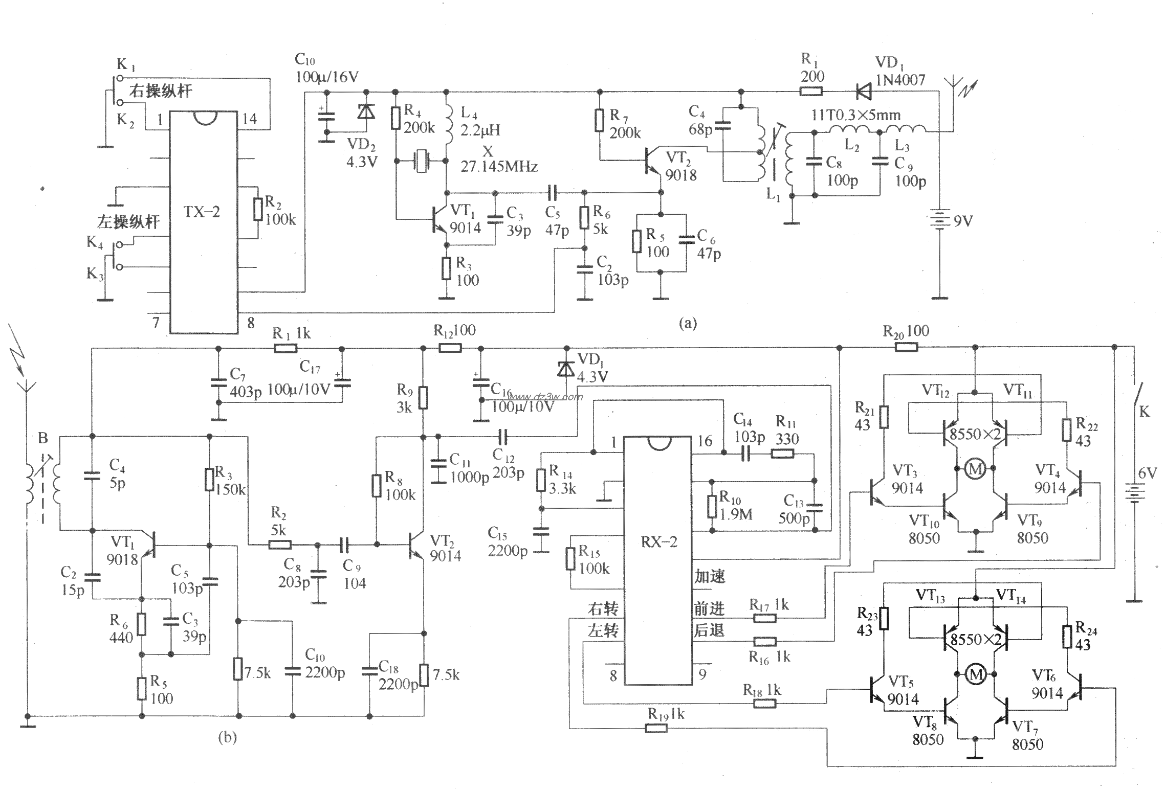 由TX-2/RX-2组成的四通道电路图
