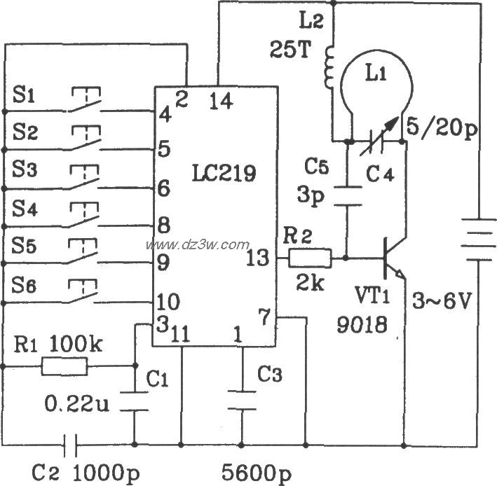 LC219构成玩具汽车无线电电路图
