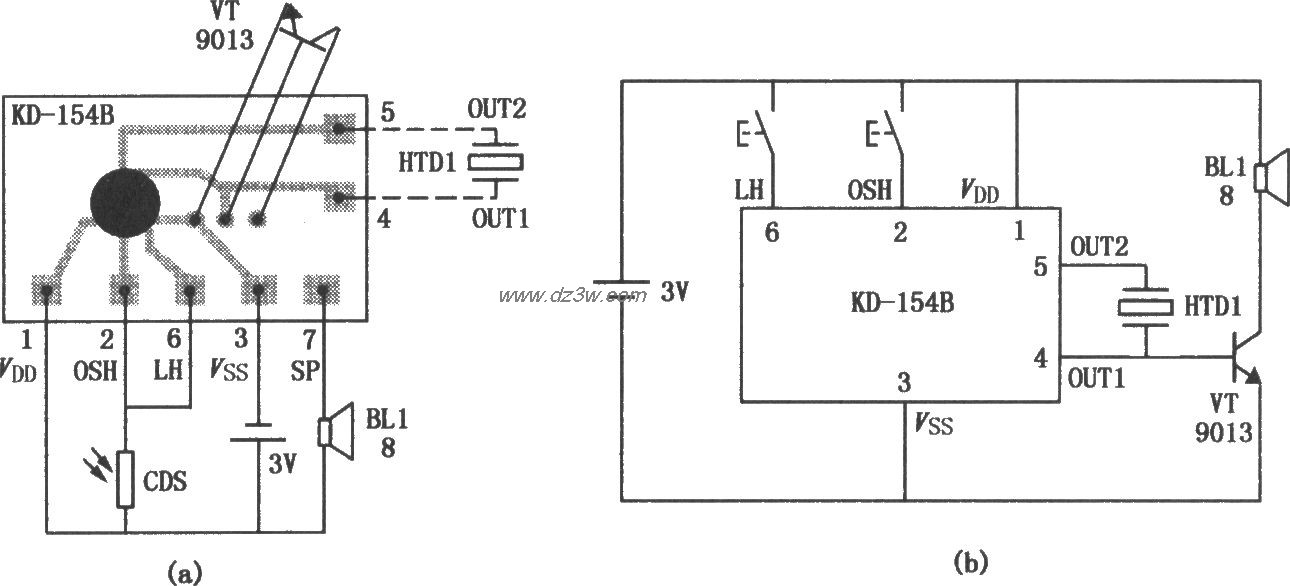 KD-1548光控音乐集成电路电路图