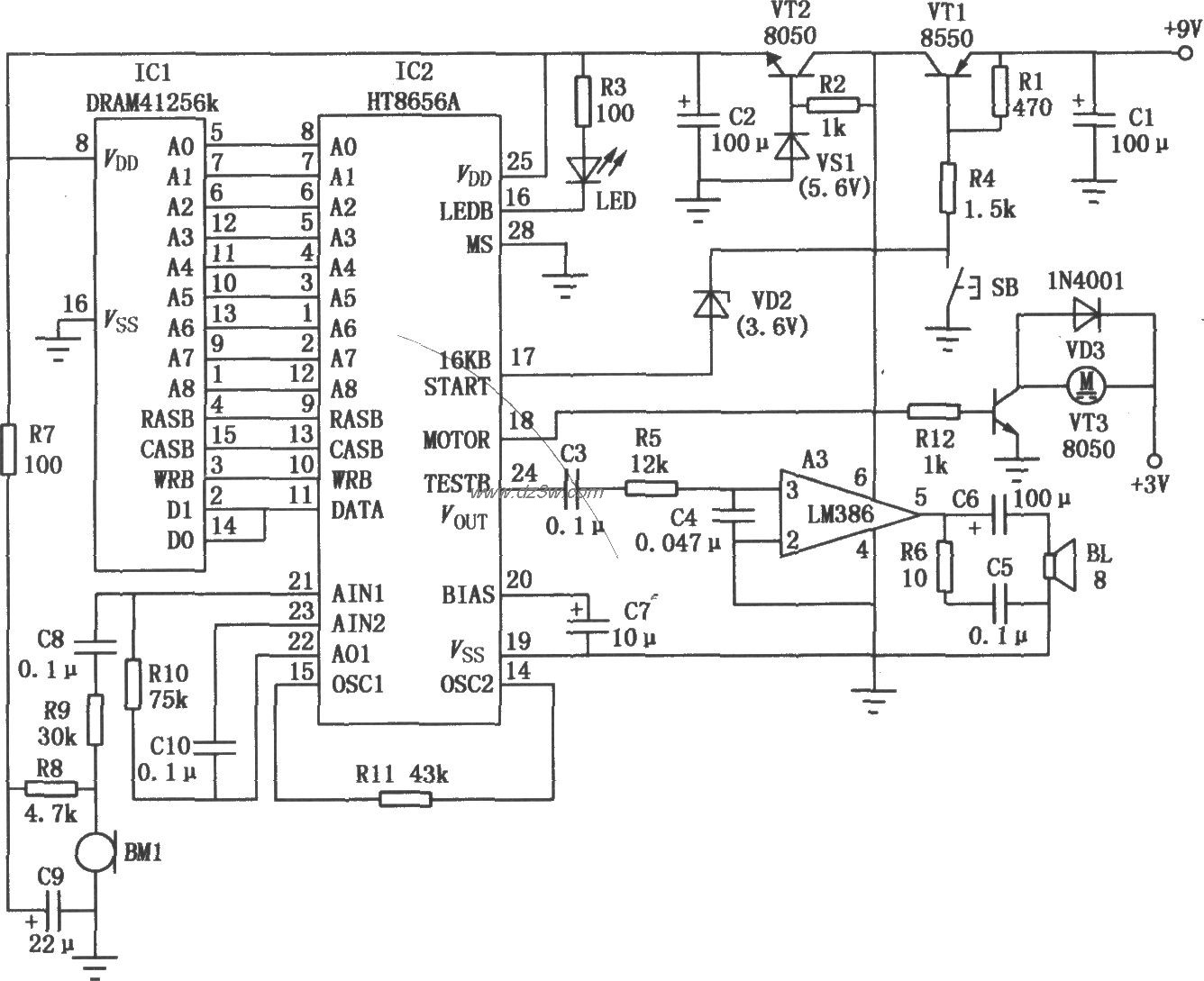 HT8656即录即放集成电路电路图
