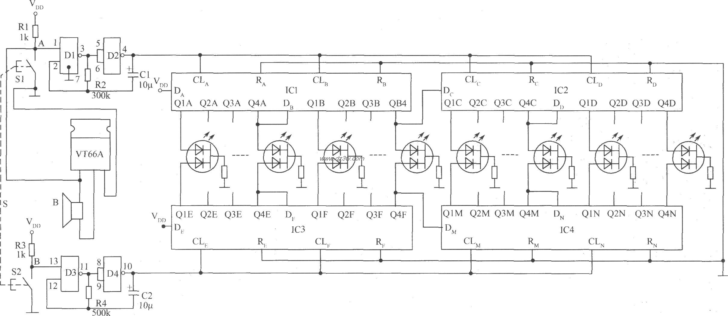 看谁眼明手快电子游戏电电路图
