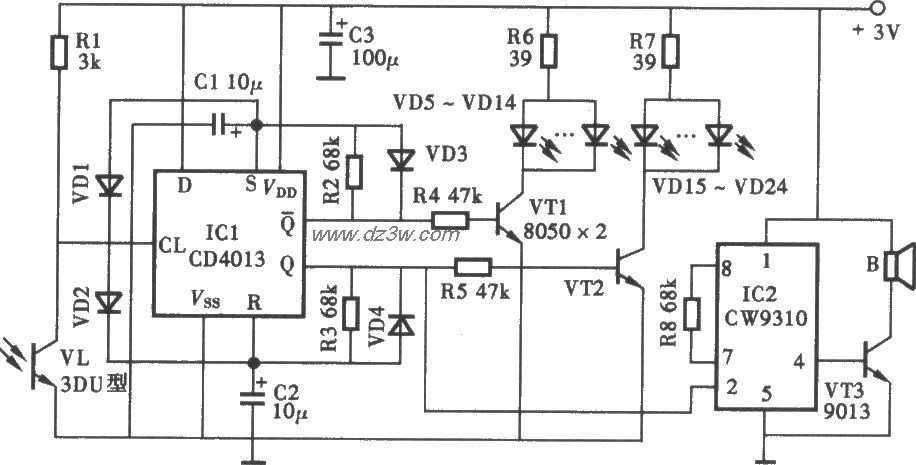 “能唱歌”的生日礼品盒电路图