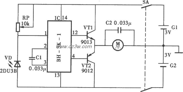 光控玩具车向前向后电路电路图