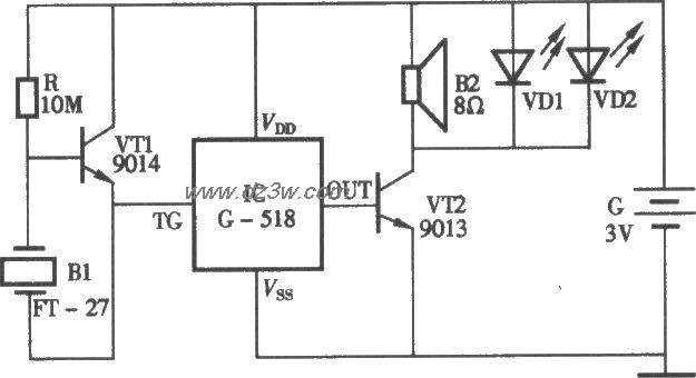 声控电子鸟电路电路图