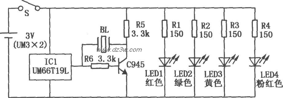 闪光音乐陀螺电路电路图