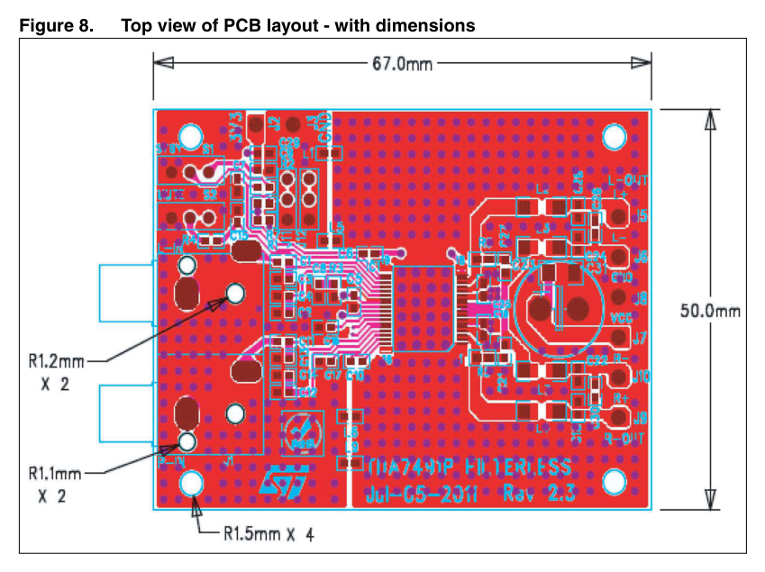 PCB顶层布局图及外形尺寸标注