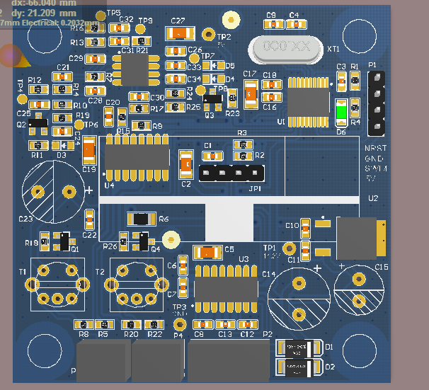 STM8S003超声波测距硬件设计 ad原理图+PCB+封装库文件