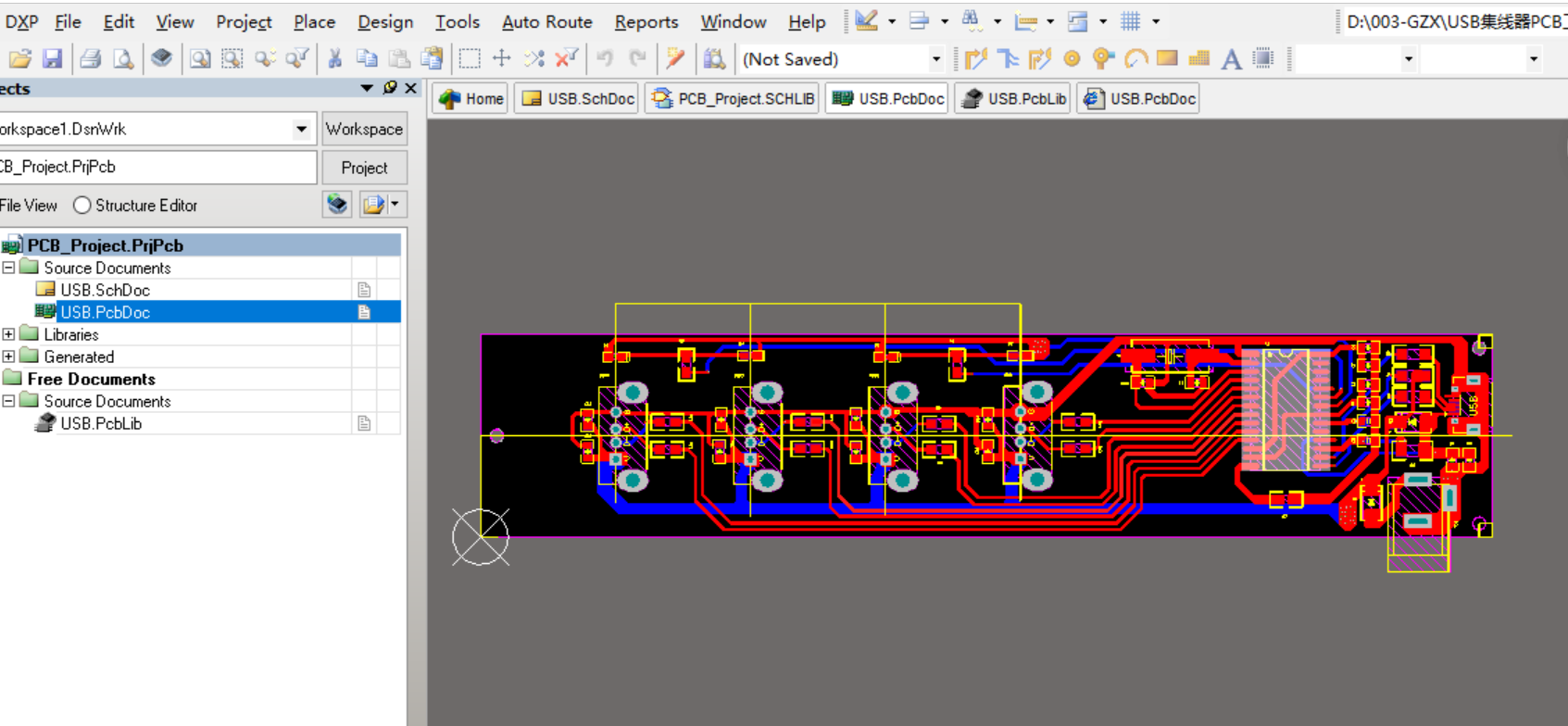 MA8601 1扩4 USB HUB集线器ALTIUM设计(硬件原理图+PCB+封装库)