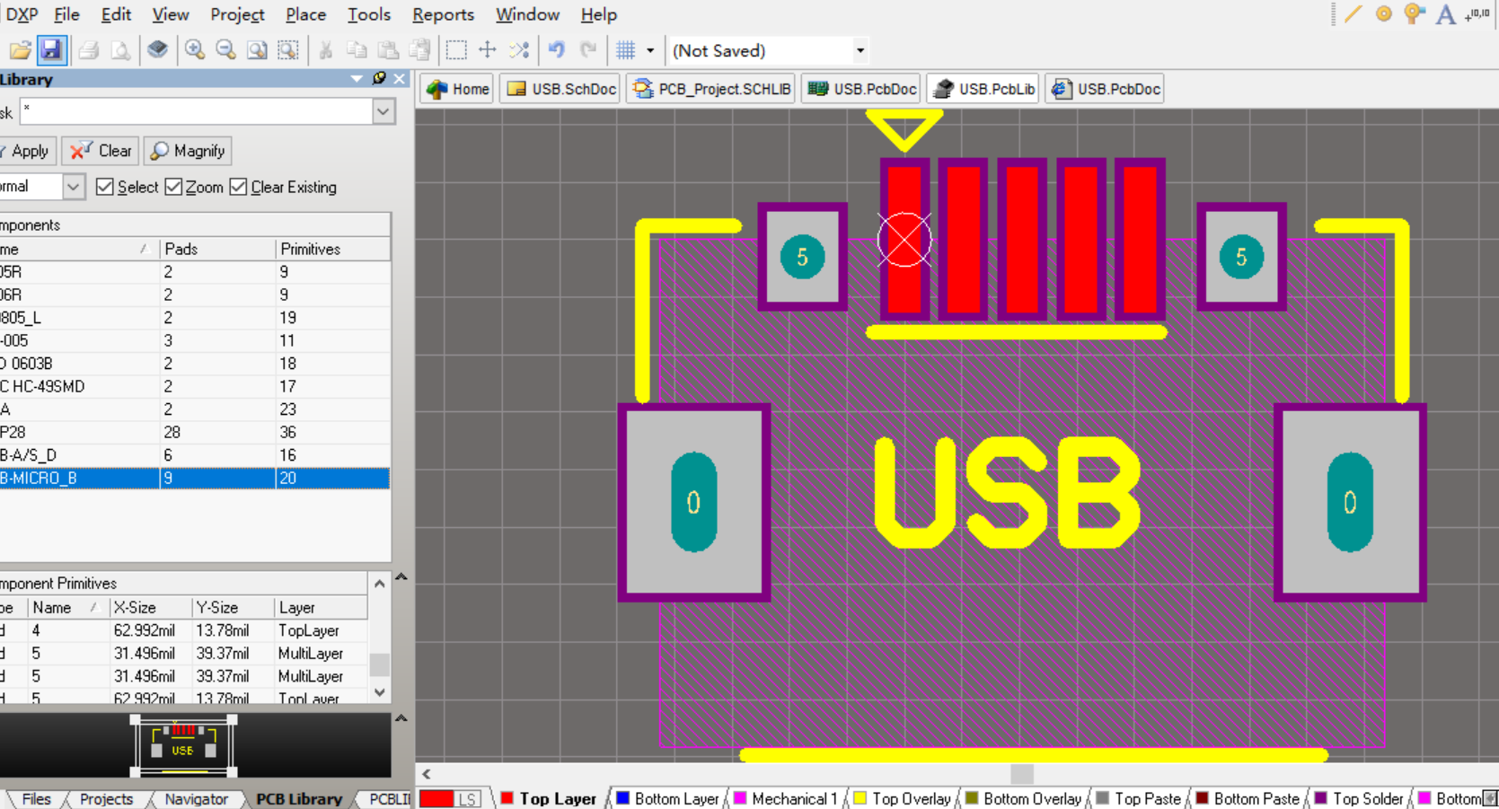 MA8601 1扩4 USB HUB集线器ALTIUM设计(硬件原理图+PCB+封装库)