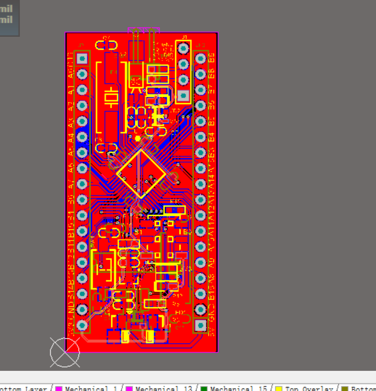 STM32F103C8T6最小系统核心板ad设计原理图+PCB文件