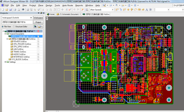 ALTIUM AD设计双网口KS8995M交换机板原理图+PCB+BOM文件