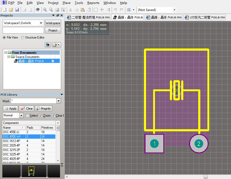 表贴插装晶振晶体Altium封装 AD封装库 2D+3D PCB封装库-6MB