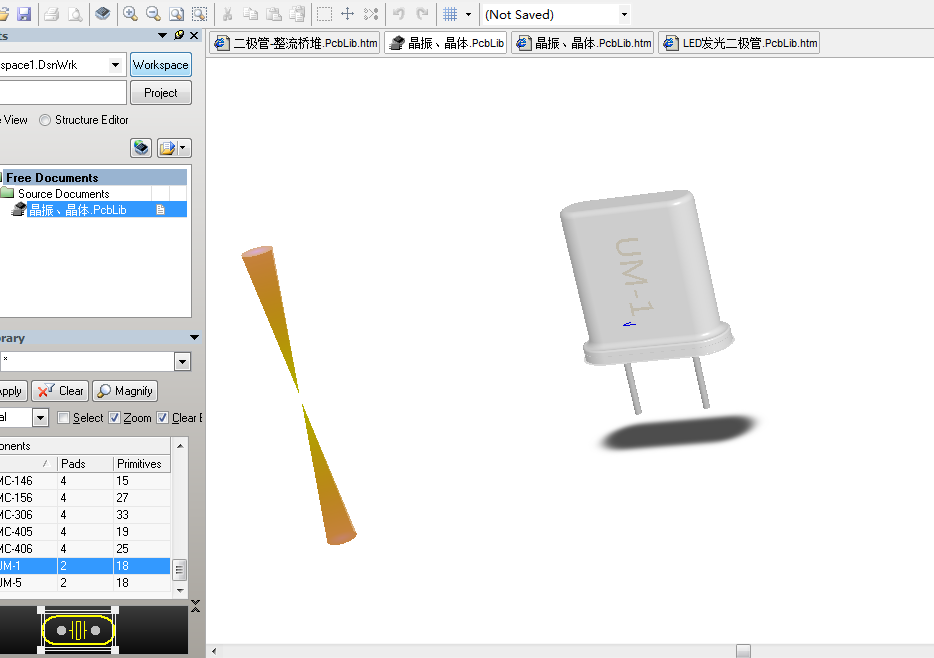 表贴插装晶振晶体Altium封装 AD封装库 2D+3D PCB封装库-6MB