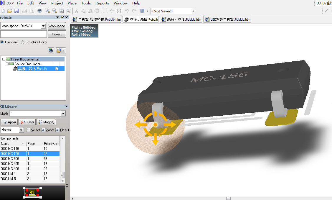 表贴插装晶振晶体Altium封装 AD封装库 2D+3D PCB封装库-6MB