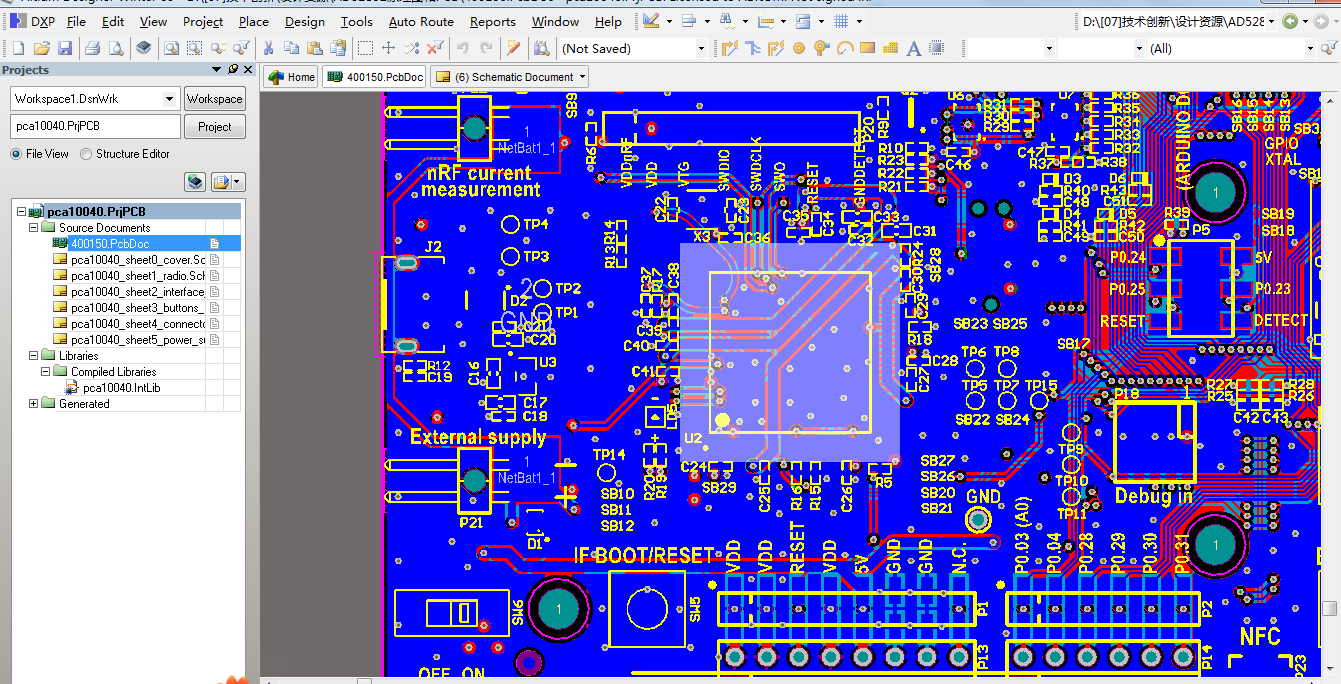nRF52832无线蓝牙开发板ad原理图+PCB+封装文件