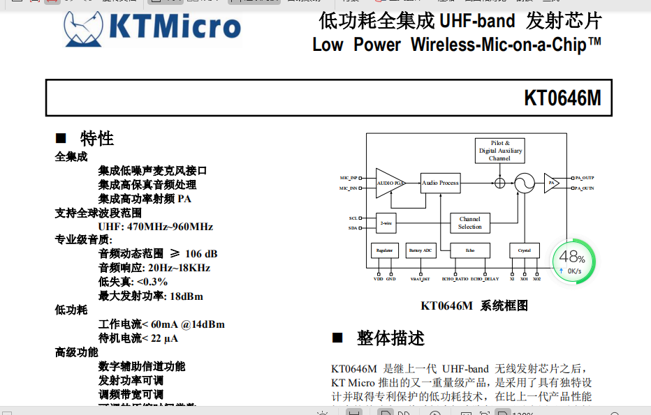 昆腾微KT0646无线麦克风发射资料 包括demo软件代码+ALTIUM设计硬件原理图+PCB板+技