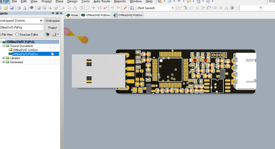 STM32F103RET6+0.91-oled屏 OfflineSWD板AD设计原理图+PCB+3D