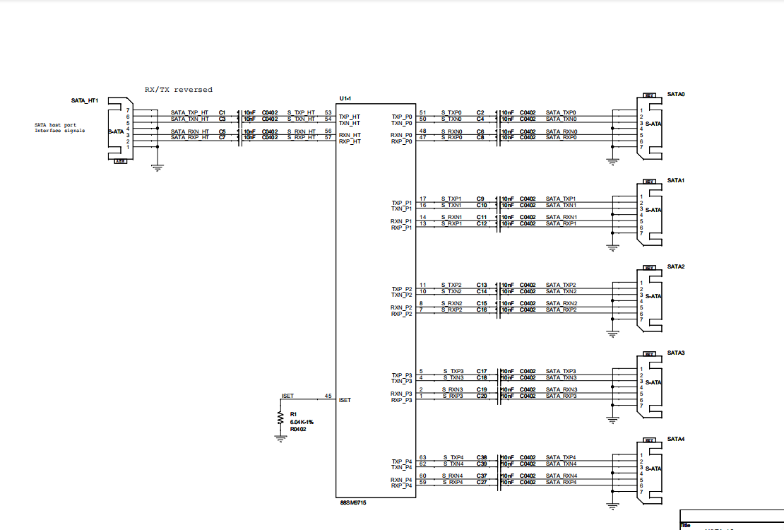 88SM9715  SATA硬盘扩展板1扩5评估板Cadence orcad设计硬件原理图+PCB+