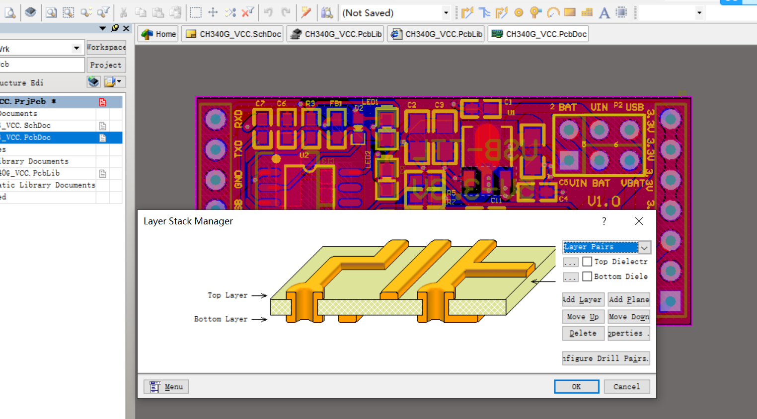 USB TPYE C接口USB转串口模块 CH340G AD设计硬件原理图+PCB+封装库文件