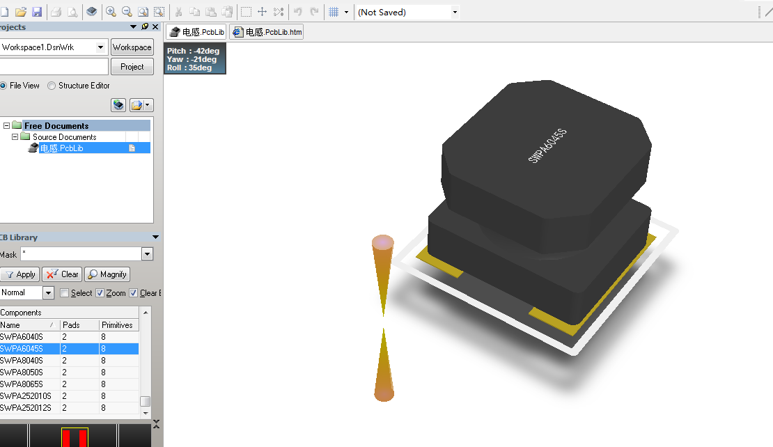 表贴电感 直插电感共模电感Altium封装 AD封装库 2D+3D PCB封装库-25MB