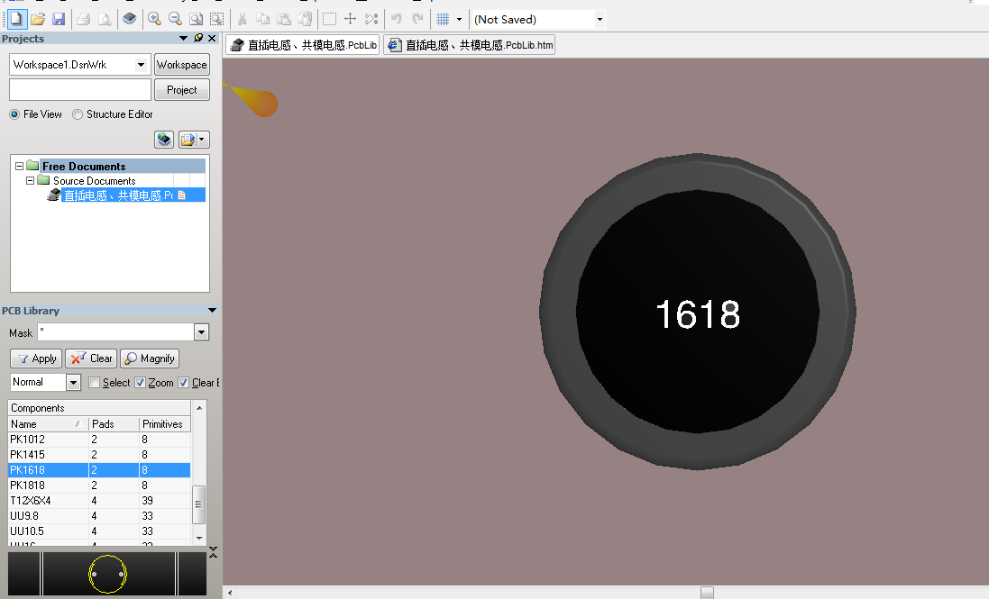 表贴电感 直插电感共模电感Altium封装 AD封装库 2D+3D PCB封装库-25MB