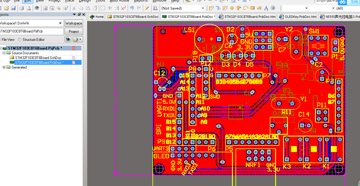 STM32F103C8T6 开发板Altium AD设计硬件原理图+PCB工程文件