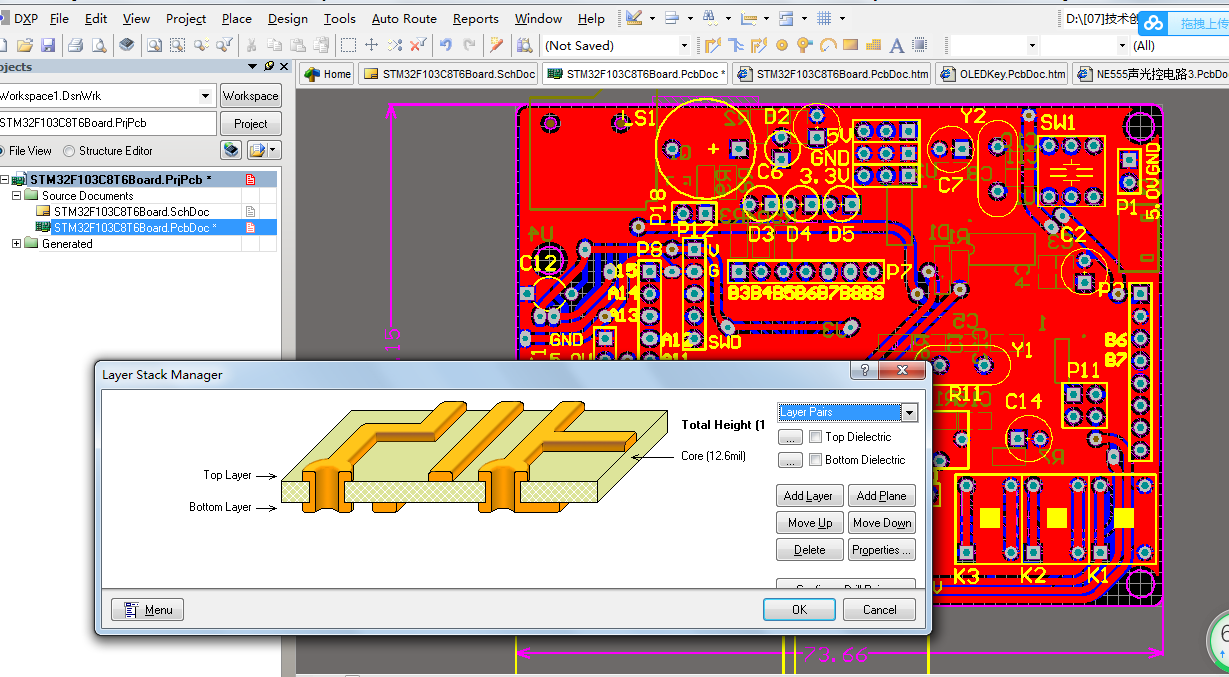 STM32F103C8T6 开发板Altium AD设计硬件原理图+PCB工程文件