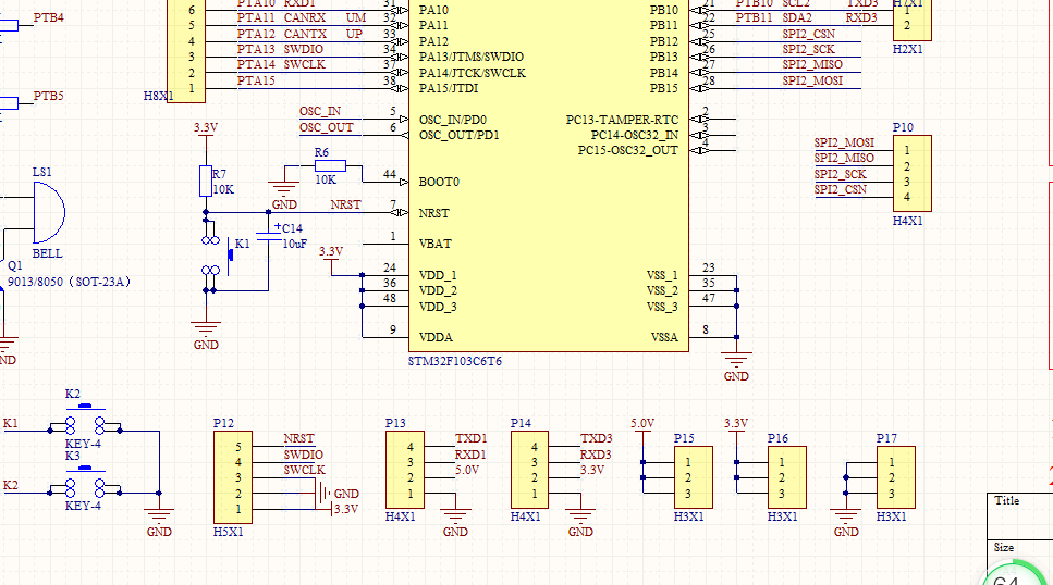 STM32F103C8T6 开发板Altium AD设计硬件原理图+PCB工程文件