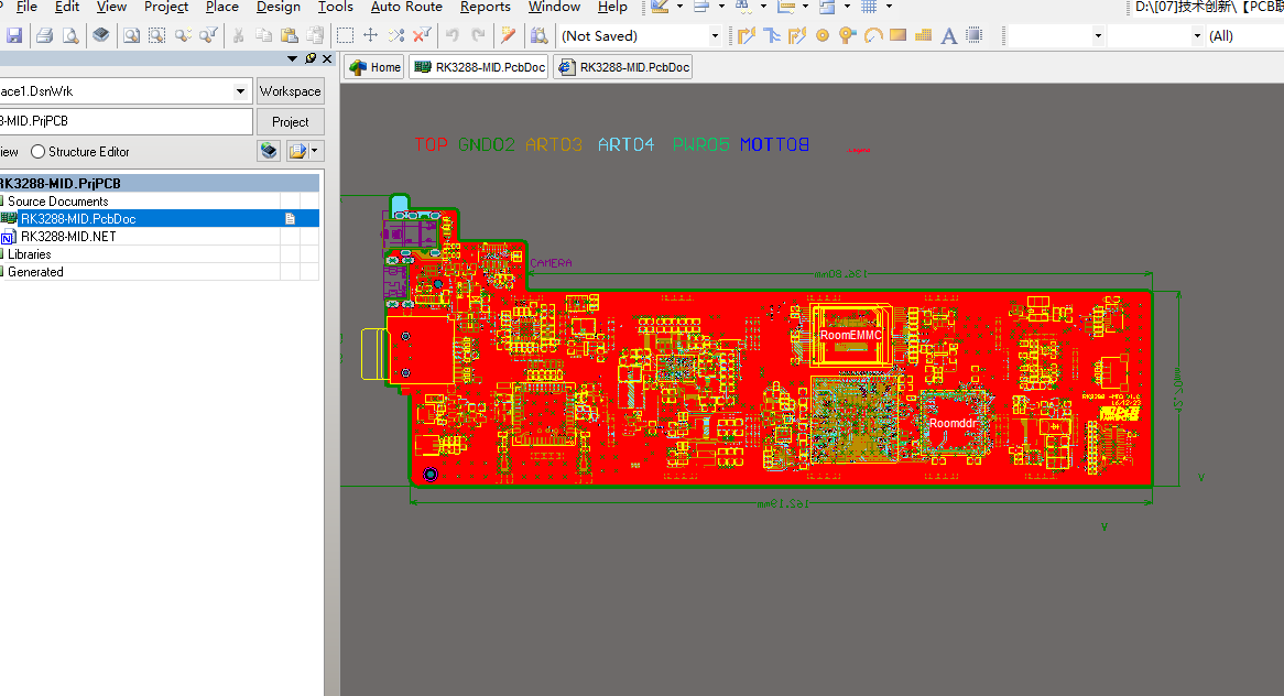 瑞芯微RK3288产品应用板ALTIUM AD设计硬件PCB(6层)+封装库文件