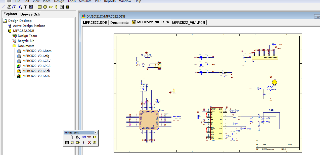 FNC 13.65M读卡器  MFRC522 Protel 99se 设计硬件原理图+PCB文件